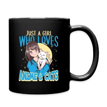 Just A Girl Who Loves Anime & Cats Anime Cat Lover - Full Colour Mug - black - Right