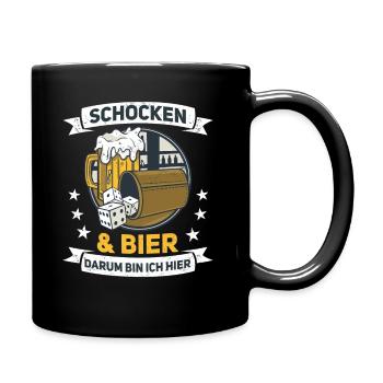 Schocken Und Bier Darum Bin Ich Hier Würfelspiel - Tasse einfarbig - Schwarz - Rechts