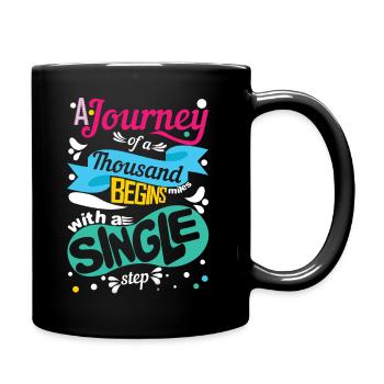Ein Schritt für eine große Reise - Tasse einfarbig - Schwarz - Rechts