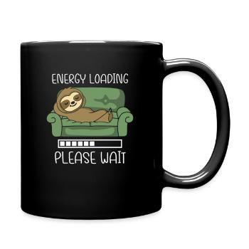 Energy Loading Please Wait Faultier auf Couch Sofa - Tasse einfarbig - Schwarz - Rechts