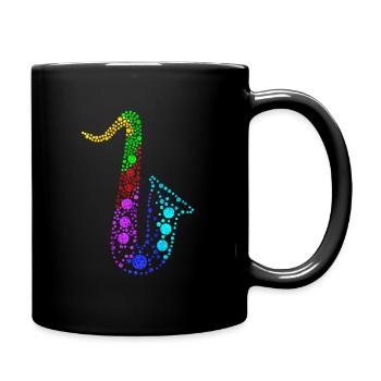 Retro Saxophone Musical Instrument Circular Shape - Tasse einfarbig - Schwarz - Rechts