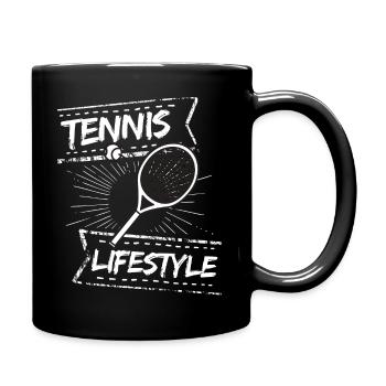tennis / Tennis / Tennis spieler / Tennis Spielen - Tasse einfarbig - Schwarz - Rechts