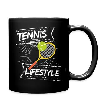 tennis / Tennis / Tennis spieler / Tennis Spielen - Tasse einfarbig - Schwarz - Rechts