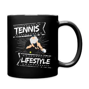 tennis / Tennis / Tennis spieler / Tennis Spielen - Tasse einfarbig - Schwarz - Rechts
