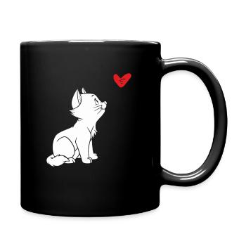 Katze Herz Niedliches Katzen Katzenliebhaber - Tasse einfarbig - Schwarz - Rechts
