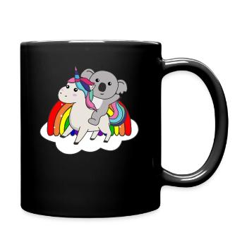 Koala Einhorn Regenbogen Tiere Koalas Einhörner - Tasse einfarbig - Schwarz - Rechts