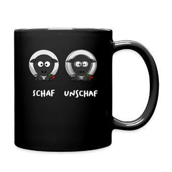 lustiges schaf unschaf T-Shirt - Tasse einfarbig - Schwarz - Rechts
