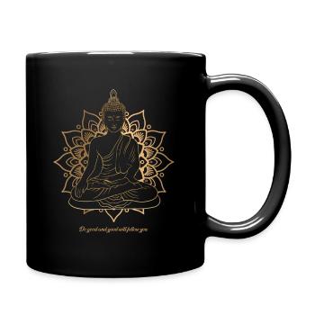 Buddha Zitat Mandala "Do good and good will follow - Tasse einfarbig - Schwarz - Rechts