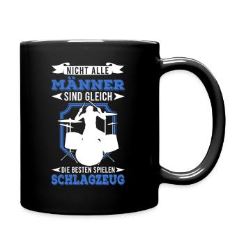 Schlagzeug Drummer Schlagzeuger - Tasse einfarbig - Schwarz - Rechts