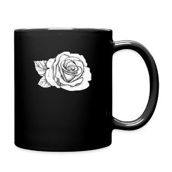 Rose Blume - Tasse einfarbig - Schwarz - Rechts