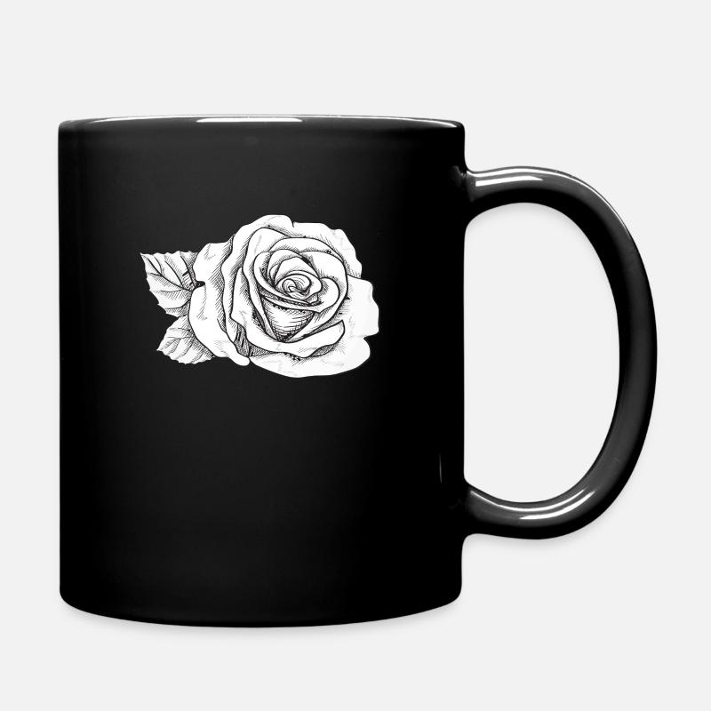 Rose Blume - Tasse einfarbig - Schwarz
