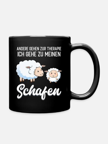Schafe - Therapie lustiger Spruch - Tasse einfarbig - Schwarz