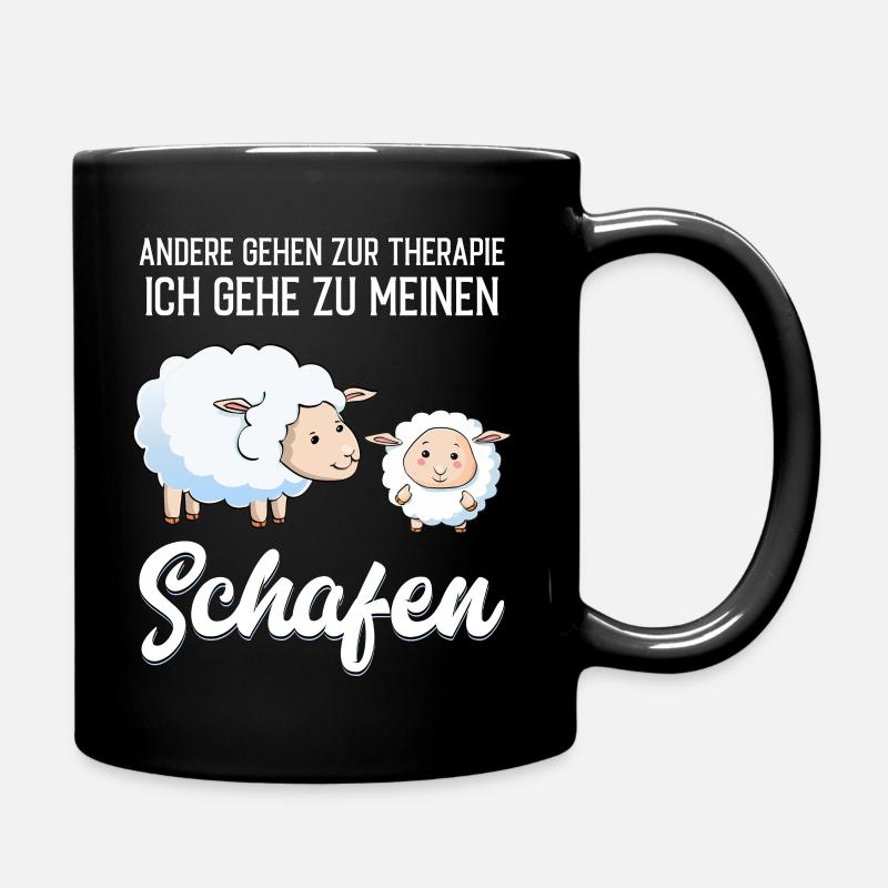 Schafe - Therapie lustiger Spruch - Tasse einfarbig - Schwarz