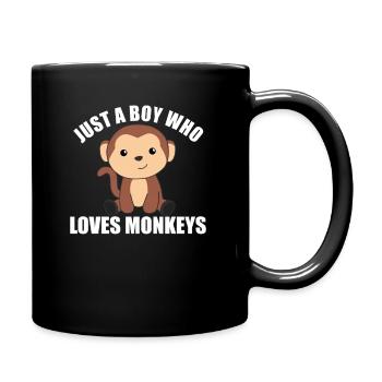 Only a boy who loves monkeys- sweet monkey - Full Colour Mug - black - Right