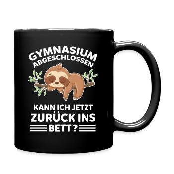Faultier Gymnasium Abschluss Schüler Gymnasiast - Tasse einfarbig - Schwarz - Rechts