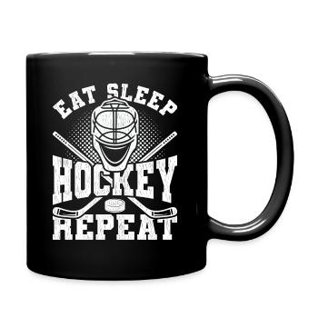Eat Sleep Hockey Repeat - Full Colour Mug - black - Right