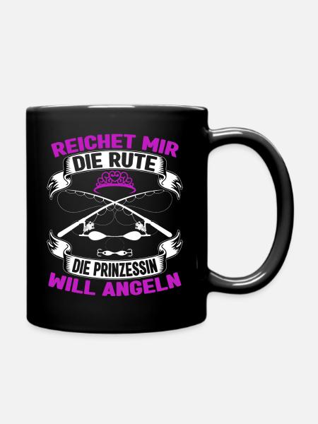 Anglerin Angel Mädchen Reichet mir die Rute Angler - Tasse einfarbig - Schwarz