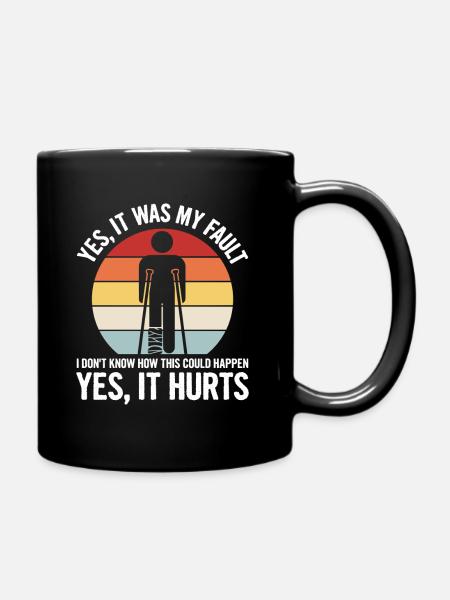 Plaster leg design for someone with a broken - Full Colour Mug - black