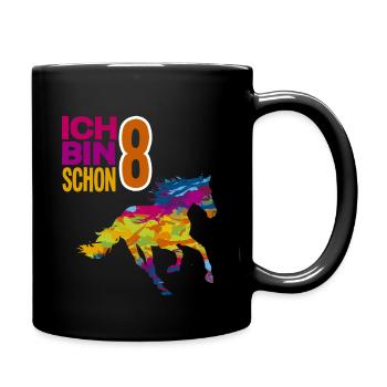 8. Geburtstag Mädchen 8 Jahre Pferd Pferde Party - Tasse einfarbig - Schwarz - Rechts