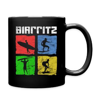 Surfing for Surfers Vintage Biarritz Gift Idea - Full Colour Mug - black - Right