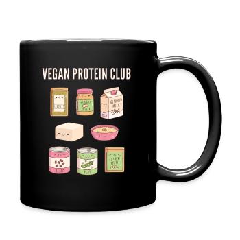 Cute Vegan Protein Club Food Doodles - Full Colour Mug - black - Right