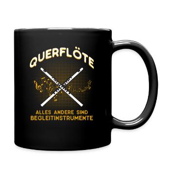 Querflöte Querflötenspieler Geschenk - Tasse einfarbig - Schwarz - Rechts
