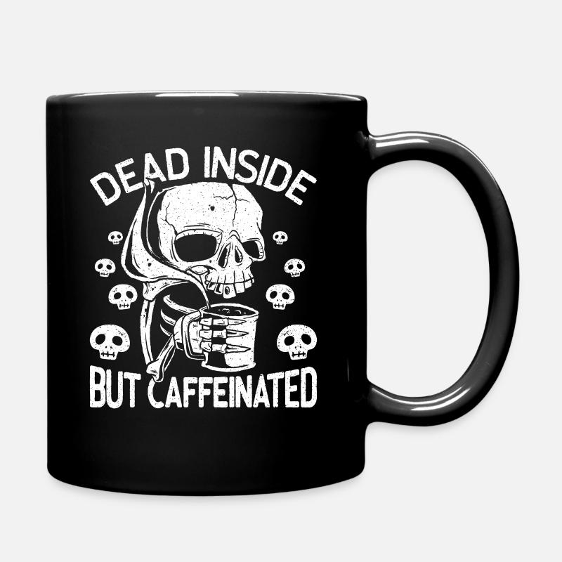 Dead Inside But Caffeinated squelette boit du café - Mug uni - noir