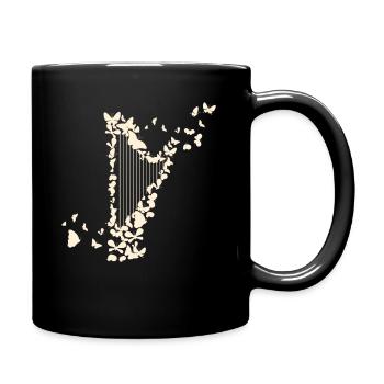 Harfe und Harfenmusik Harfenisten - Tasse einfarbig - Schwarz - Rechts