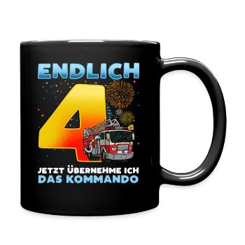 T-shirt d’anniversaire 4 ans Jeunes pompiers - Mug uni - noir - Droite
