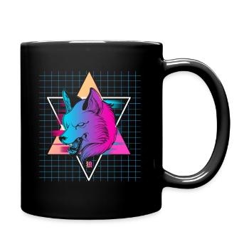 Japan Vaporwave Wolf - Tasse einfarbig - Schwarz - Rechts