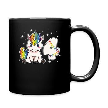 Unicorn 4 Birthday 4 Years Rainbow Girl - Full Colour Mug - black - Right