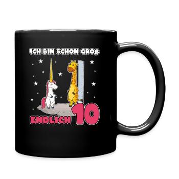 10 Geburtstag Einhorn Mädchen 10 Jahre Lustig - Tasse einfarbig - Schwarz - Rechts