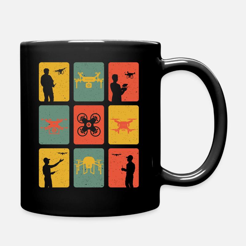 Drones rétro drones pilote Quadrocopter drones - Mug uni - noir