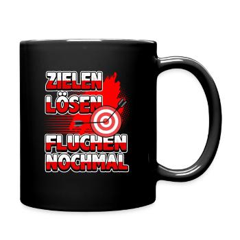 Bogenschießen Pfeil Bogen Bogensport Spruch - Tasse einfarbig - Schwarz - Rechts