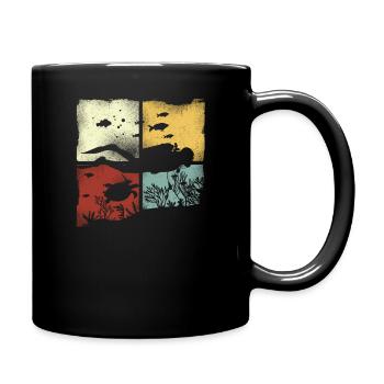 Scuba Diving Diver Vintage Retro - Tasse einfarbig - Schwarz - Rechts