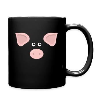 Schwein Gesicht Kostüm Geschenk - Tasse einfarbig - Schwarz - Rechts