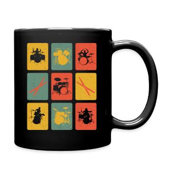 Rétro batterie joueur Drummer Drumsticks musique - Mug uni - noir - Droite