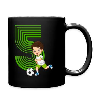 Junge 5 Jahre alt Fussballer 5. Geburtstag - Tasse einfarbig - Schwarz - Rechts