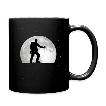 Wanderer Mond Berg Wandern Bergsteigen - Tasse einfarbig - Schwarz - Rechts