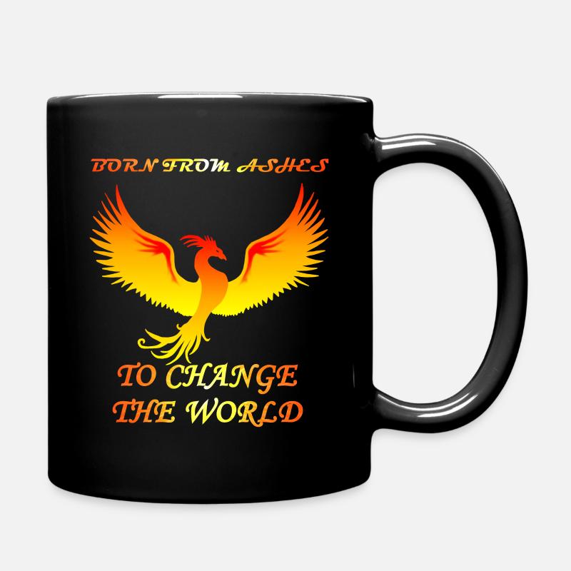 Phoenix born from ashes to change the world - Full Colour Mug - black