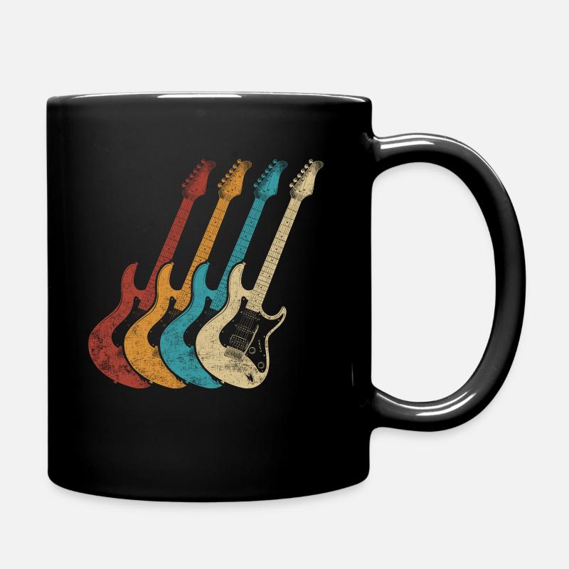 Retro Electric Guitar Guitarist - Full Colour Mug - black