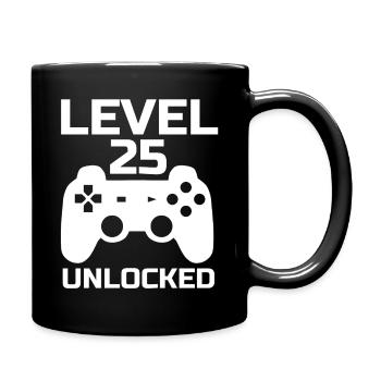 Level 25 Unlocked Gamer 25 Years Birthday - Full Colour Mug - black - Right