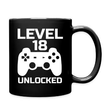 Level 18 Unlocked Gamer 18 Jahre Geburtstag - Tasse einfarbig - Schwarz - Rechts