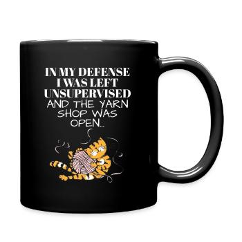Left Unsupervised and Yarn Shop Open Knitting - Full Colour Mug - black - Right