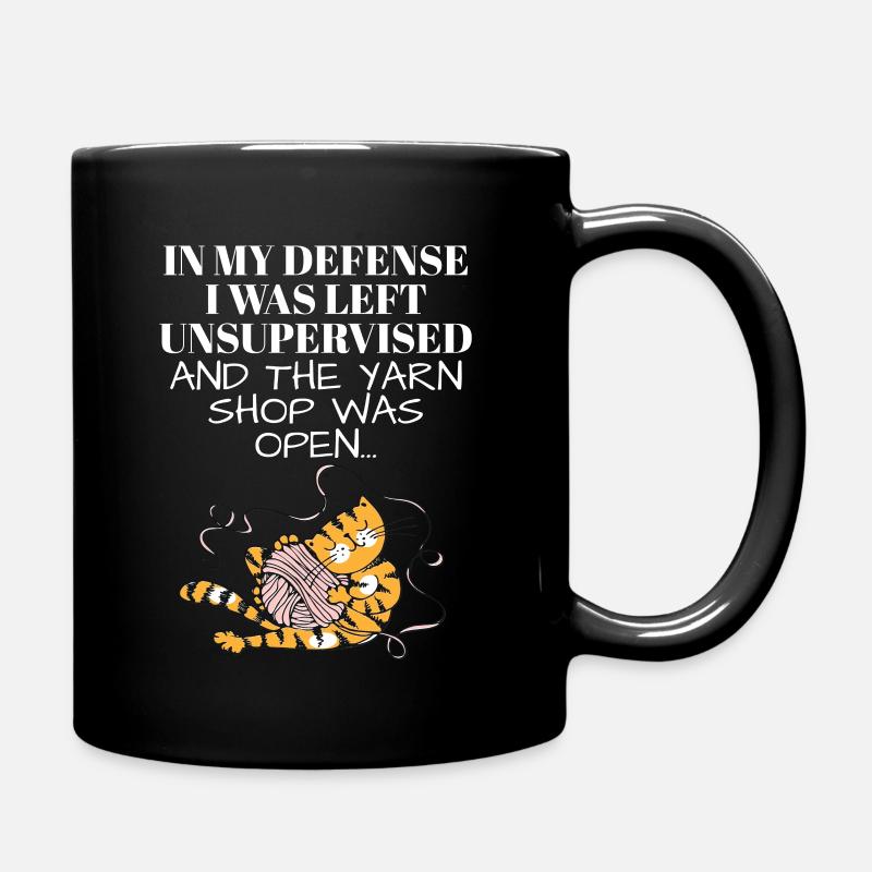 Left Unsupervised and Yarn Shop Open Knitting - Full Colour Mug - black