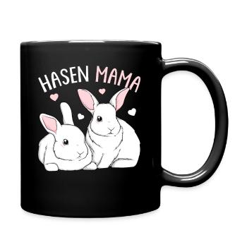 Hasenmama Hase Kaninchen Hasen Mama - Tasse einfarbig - Schwarz - Rechts
