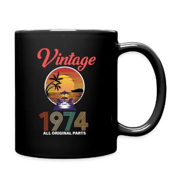 Vintage 1974 47. Geburtstag - Tasse einfarbig - Schwarz - Rechts