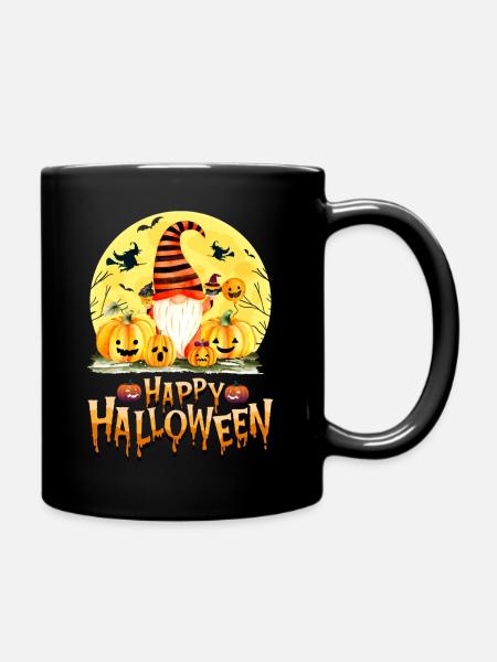 Halloween Gnom Kürbis - Tasse einfarbig - Schwarz