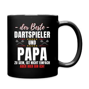 Lustiges Dart Papa Darts Vater Spruch Dartpfeil - Tasse einfarbig - Schwarz - Rechts