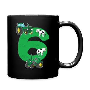 Birthday 6 years tractor farmer 6th birthday boy - Tasse einfarbig - Schwarz - Rechts